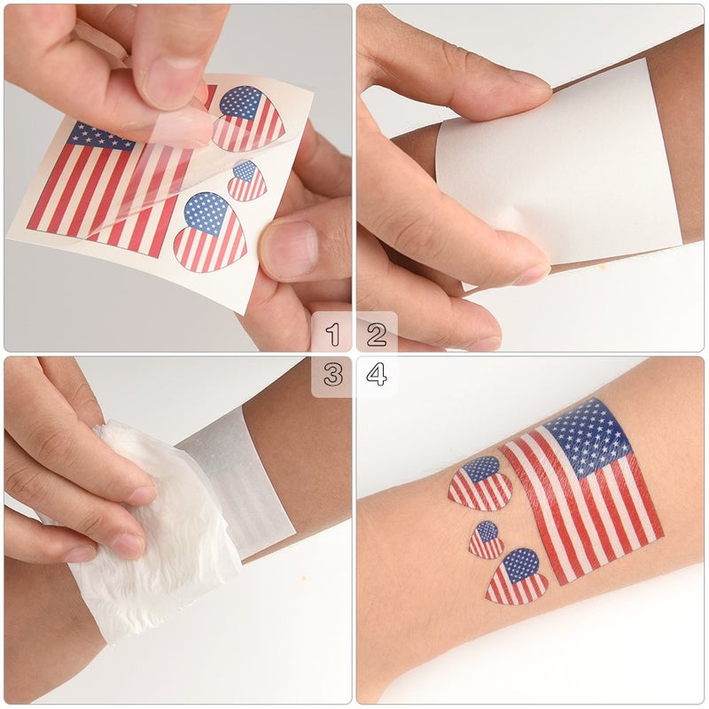 FEPITO 12 Pack American Flag Bandanas Headband USA Flag Kerchief and 12Pcs Tattoo Sticker for July 4th, Patriotic Event Accessories - Image 4